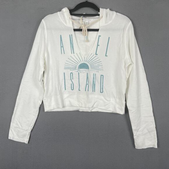 Victoria's Secret Hoodie Womens Medium Angel Island Pullover Crop Lightweight - Picture 1 of 9